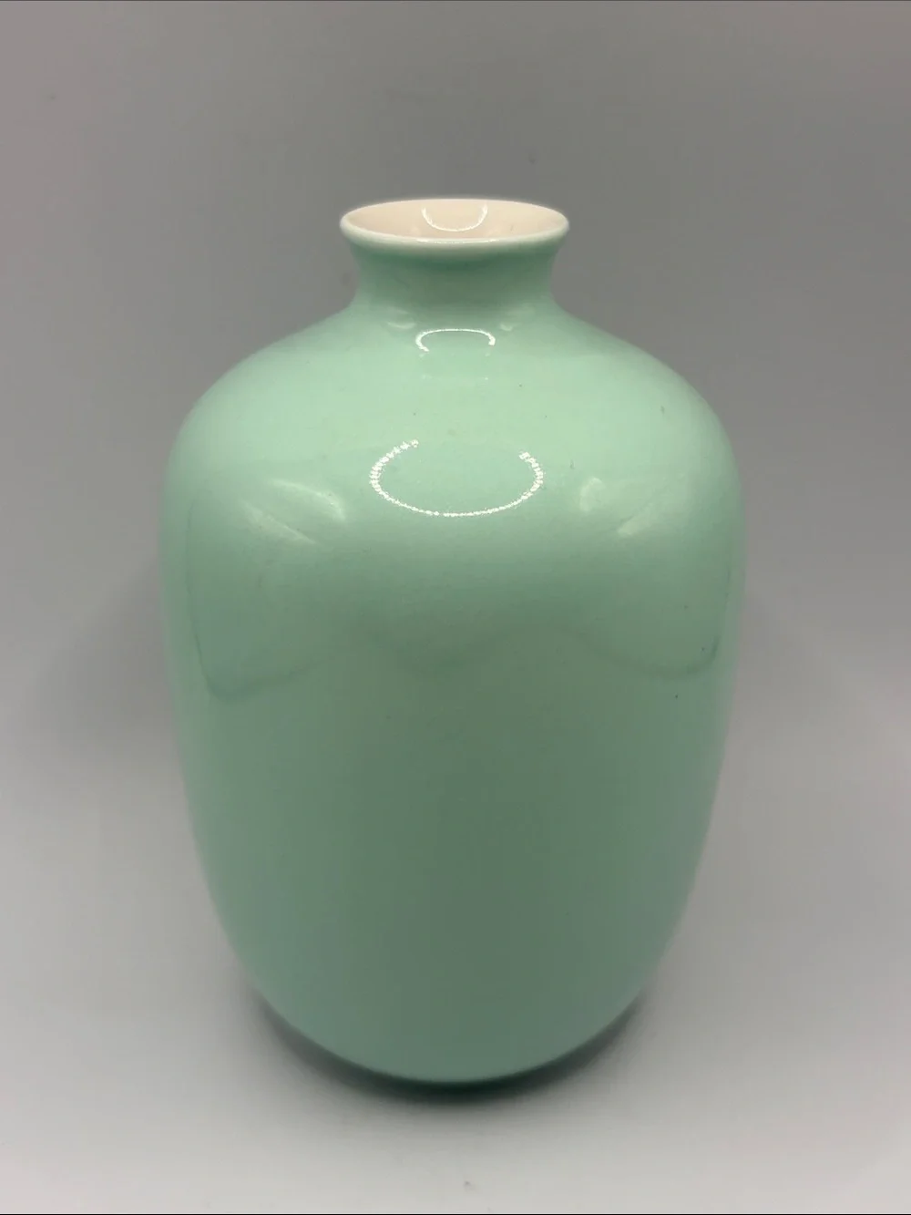 Middle Kingdom Inc. MK Celadon Porcelain Plum Vase Vessel Minimalist Home Decor